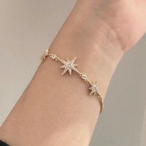 NEW Yellow Gold Diamond Star Bracelet